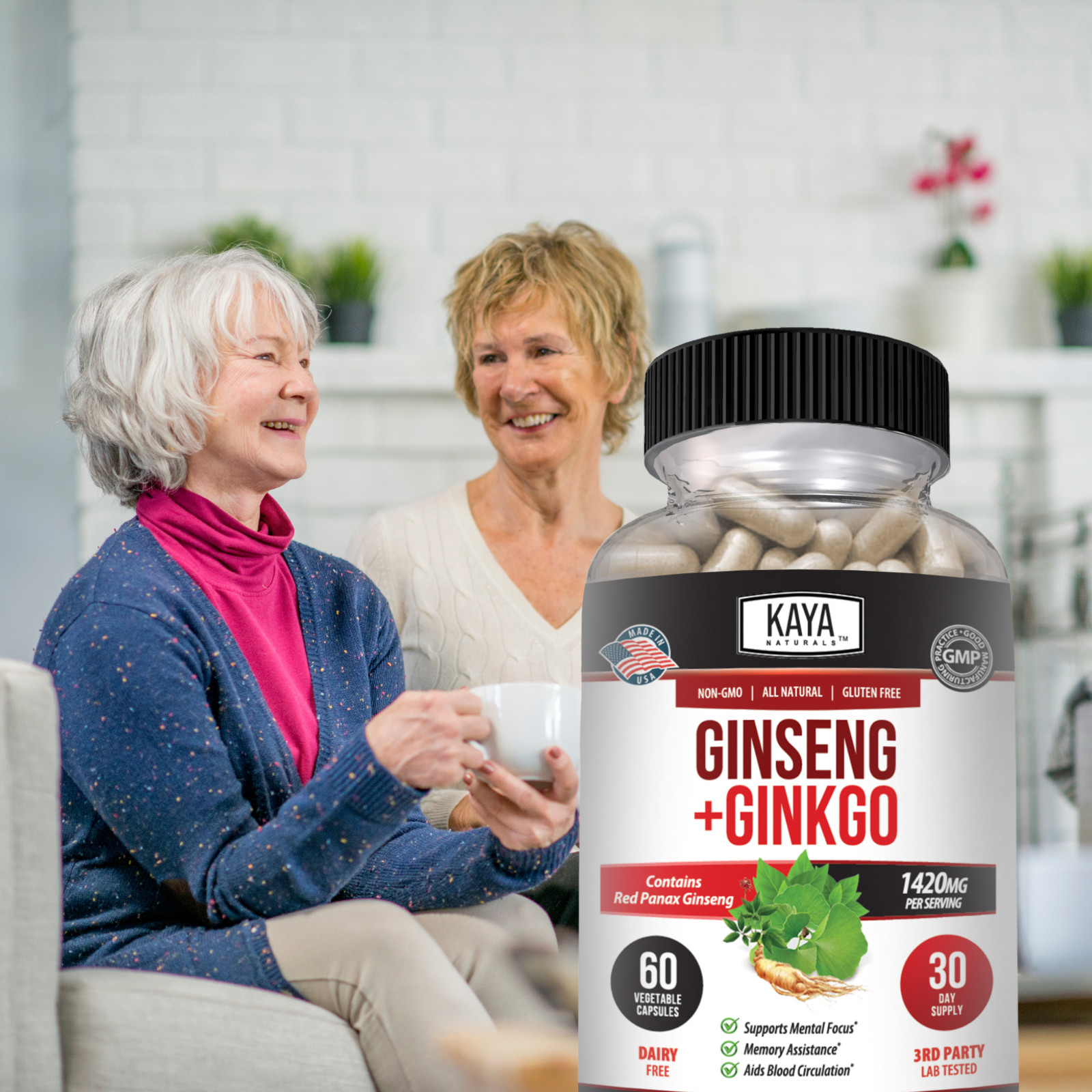 Ginseng + Ginkgo Biloba for Brain Function, Blood Circulation, Anti Inflammation