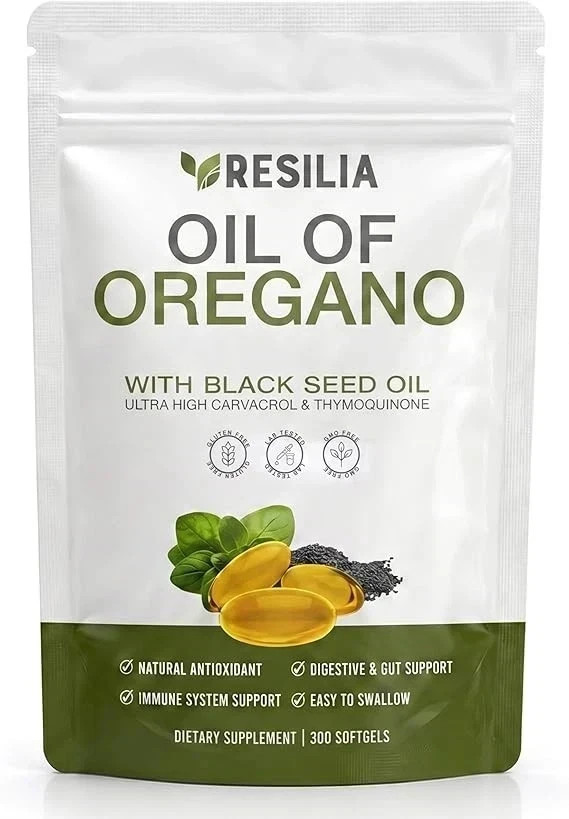 Resilia Black Seed Oil 6000mg Oregano Oil 300 Softgels Immune Digestive Support