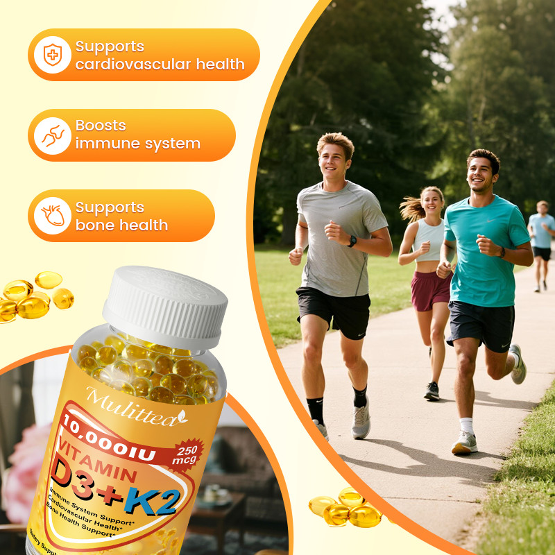 Vitamin K2 (MK7) with D3 10000 IU Supplement, BioPerine Capsules, Immune Health