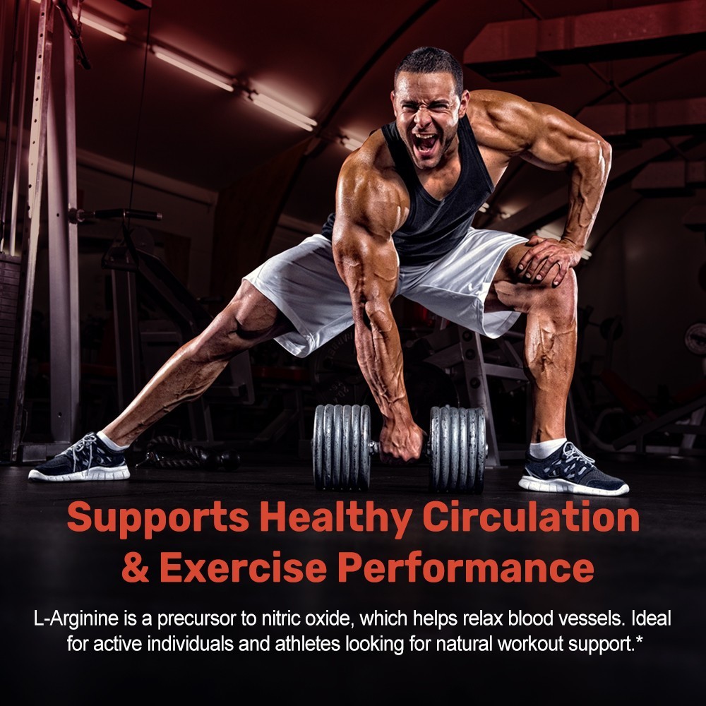 L-Arginine 3000mg Nitric Oxide,Testosterone Booster,Blood Flow 60/120 Capsules