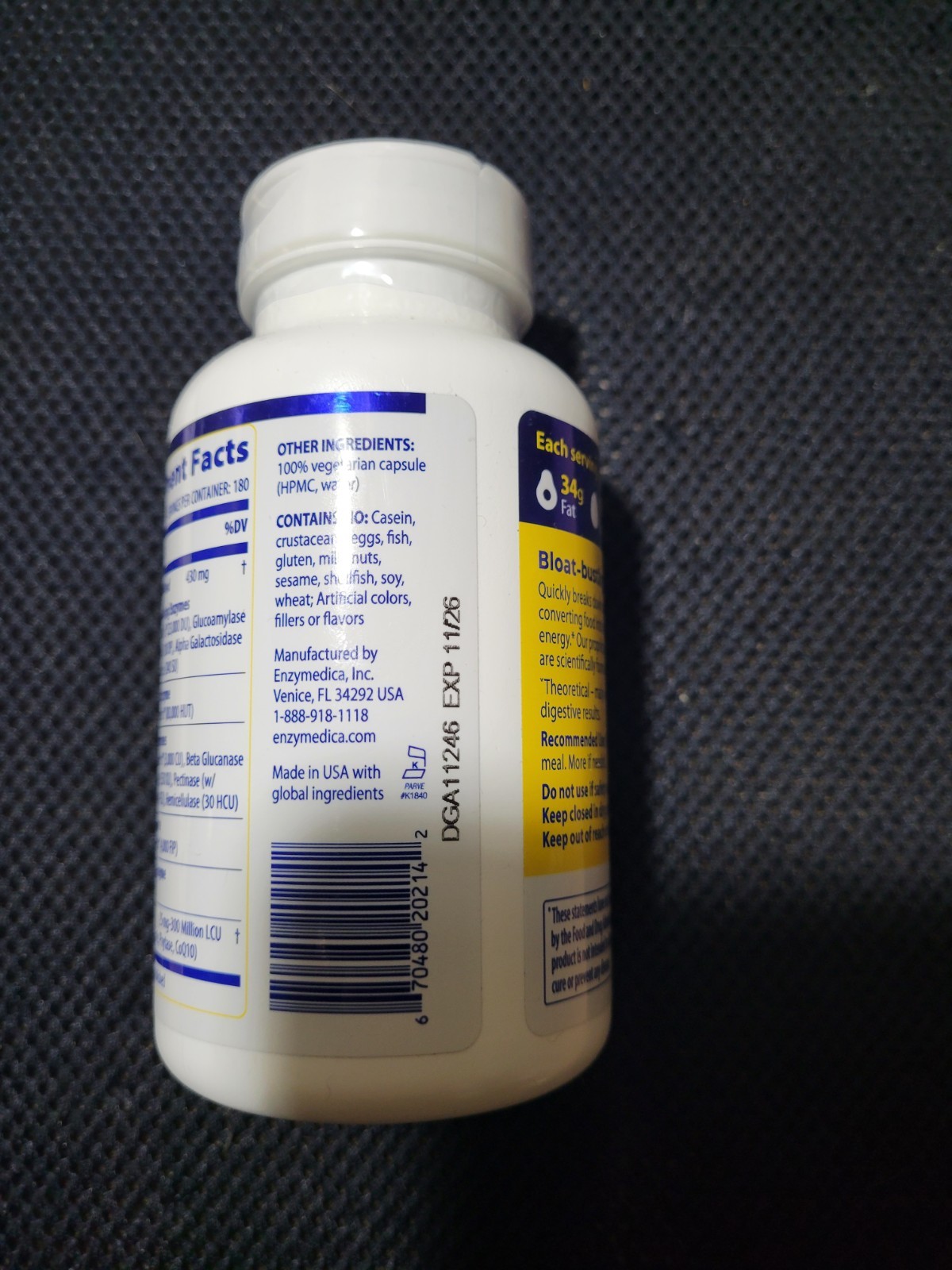 Enzymedica Digest Gold With ATPro Digestive Enzyme 180 Caps Exp. 11/26 Fast Ship