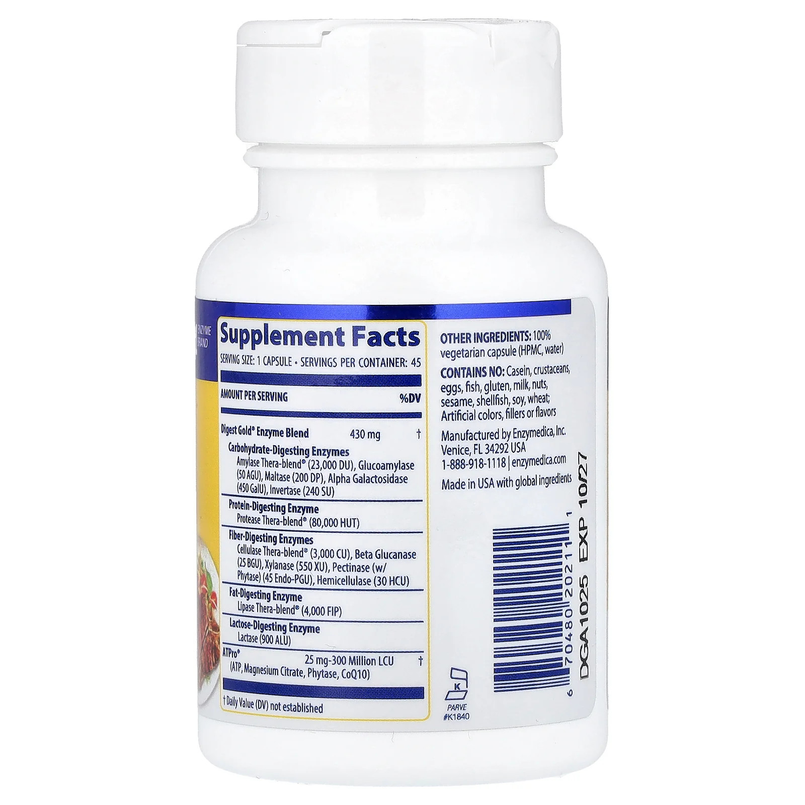 2 X Enzymedica, Digest Gold� with ATPro�, 45 Capsules