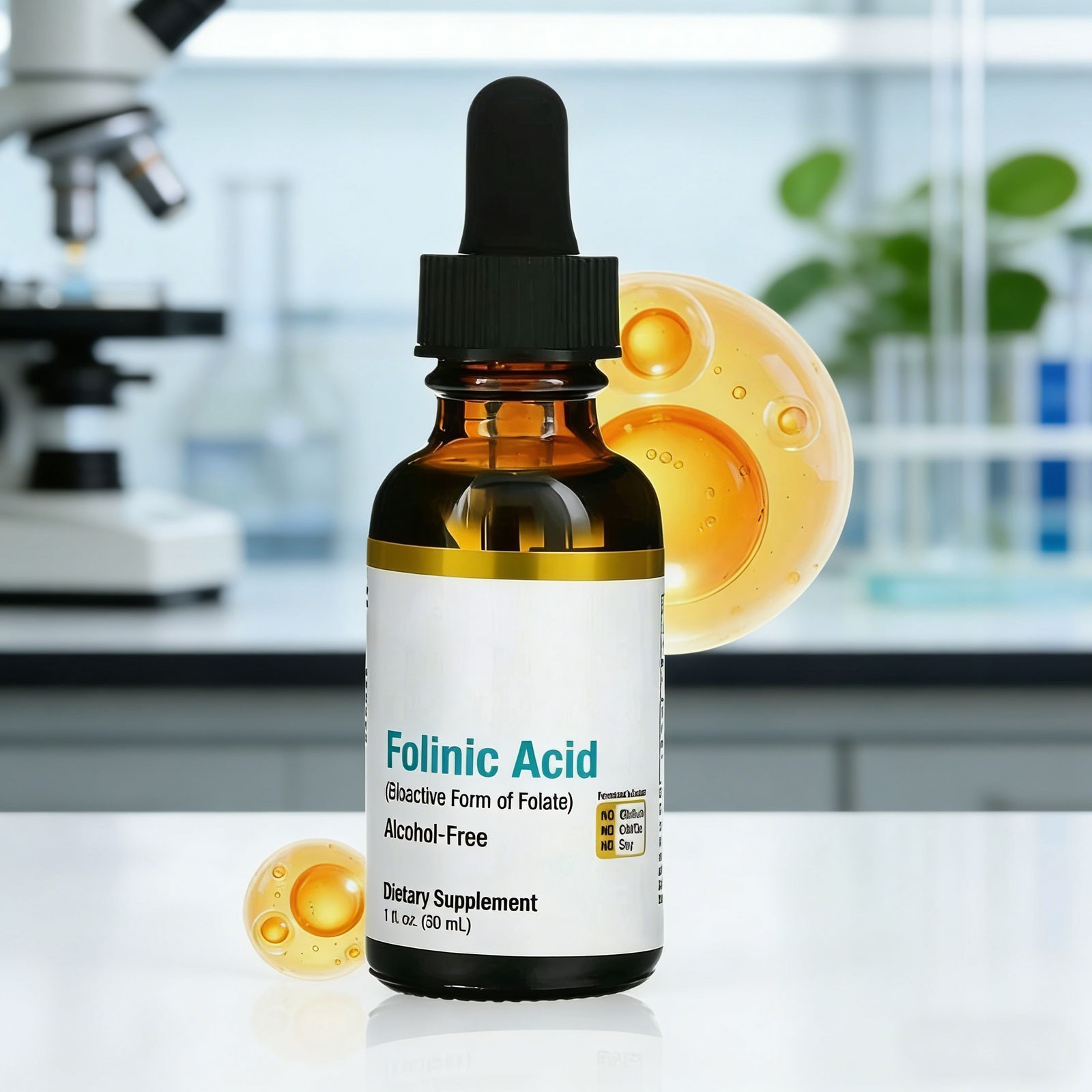 3 package Folinic Acid Supplement 3-Pack, 1 Fl Oz (30ML) Alcohol-Free Health …