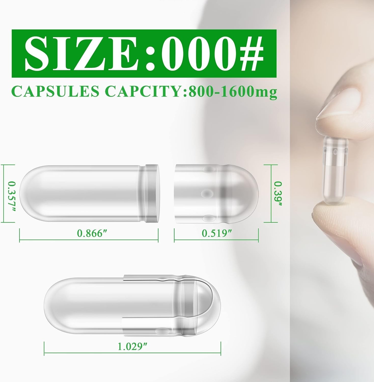 WANANFU Size 000 Empty Capsules Vegetarian 100 Count (Pack of 1), Clear