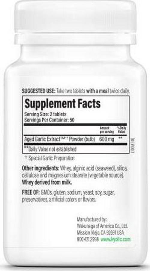 Kyolic Aged Garlic Extract Formula 100, Original Cardiovascular, 100 Tablets May