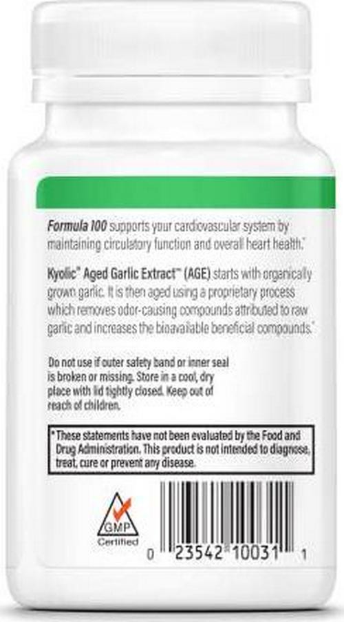 Kyolic Aged Garlic Extract Formula 100, Original Cardiovascular, 100 Tablets May