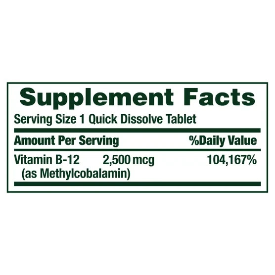 Nature’s Bounty Vitamin B-12 2500 mcg, 300 Quick Dissolve Tablets Exp 10/2028