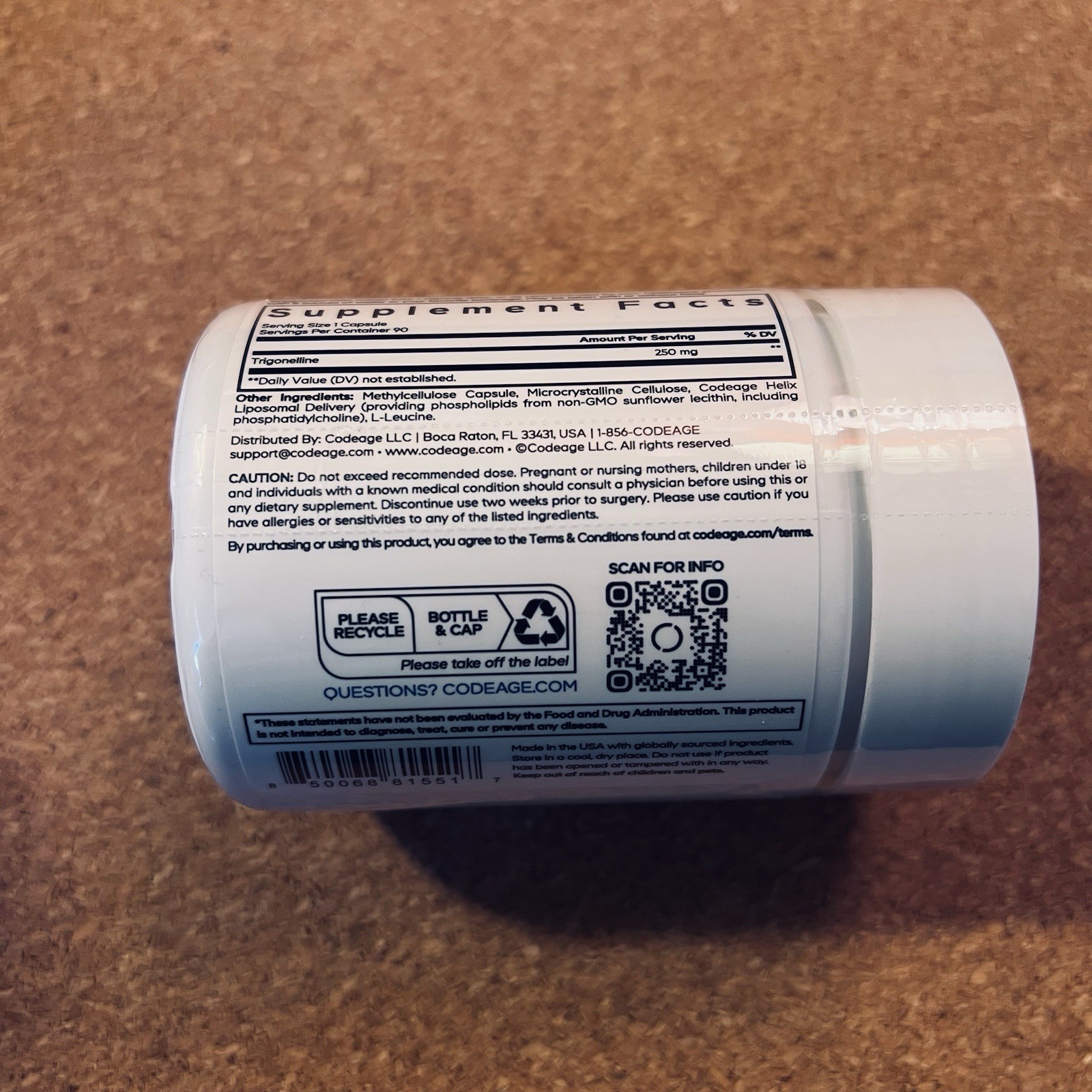 Codeage Liposomal Trigonelline, 90 Vegetable Capsules- Exp. 02/2028