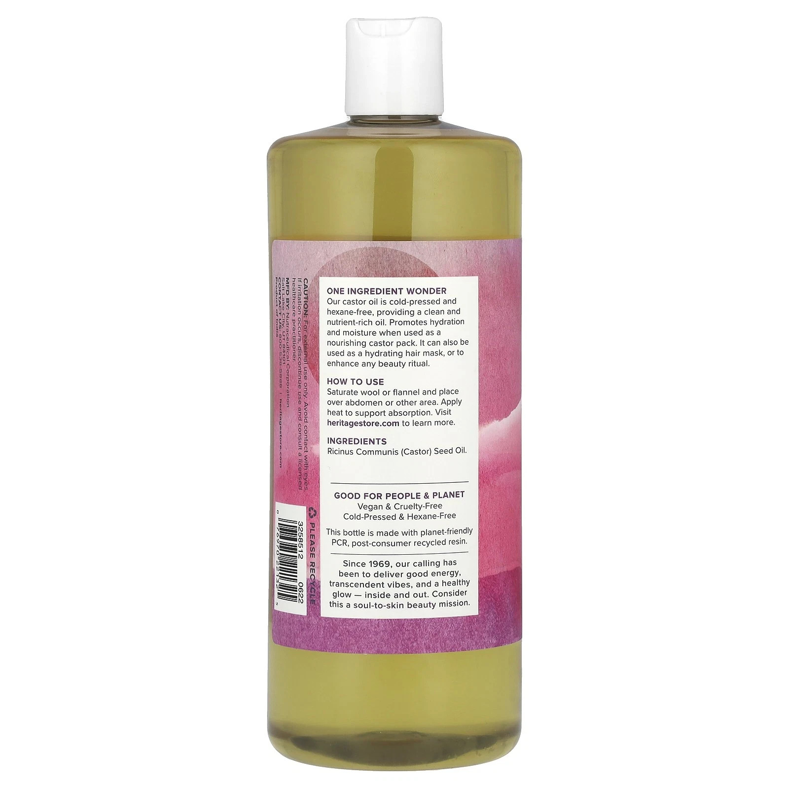 Heritage Store Castor Oil – 32 fl oz (960 ml) – Cruelty-Free – Pack of 2
