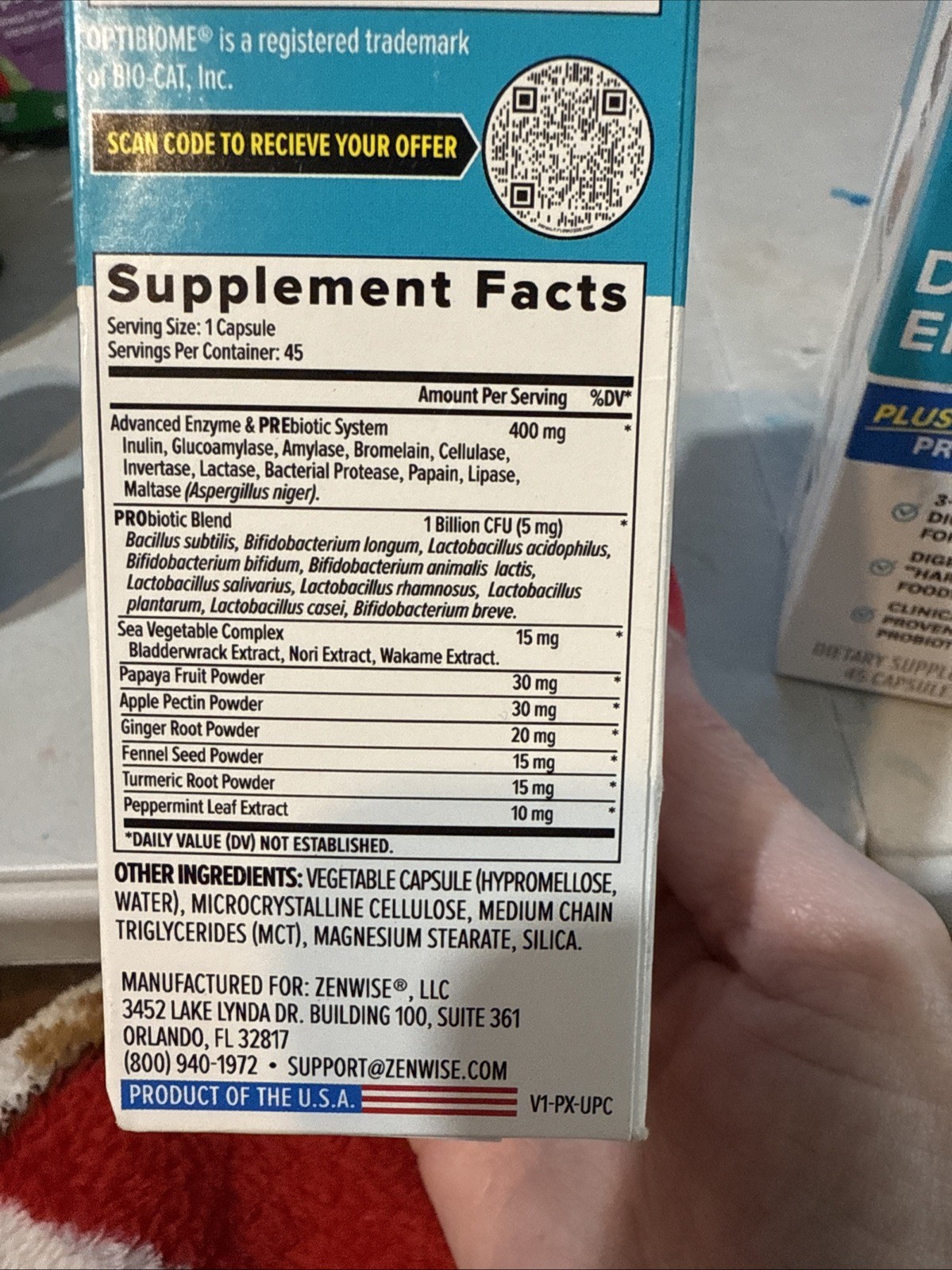 Zenwise Digestive Enzymes Bromelain Pre & Probiotics Gut Health 45 Ct Exp 7/27