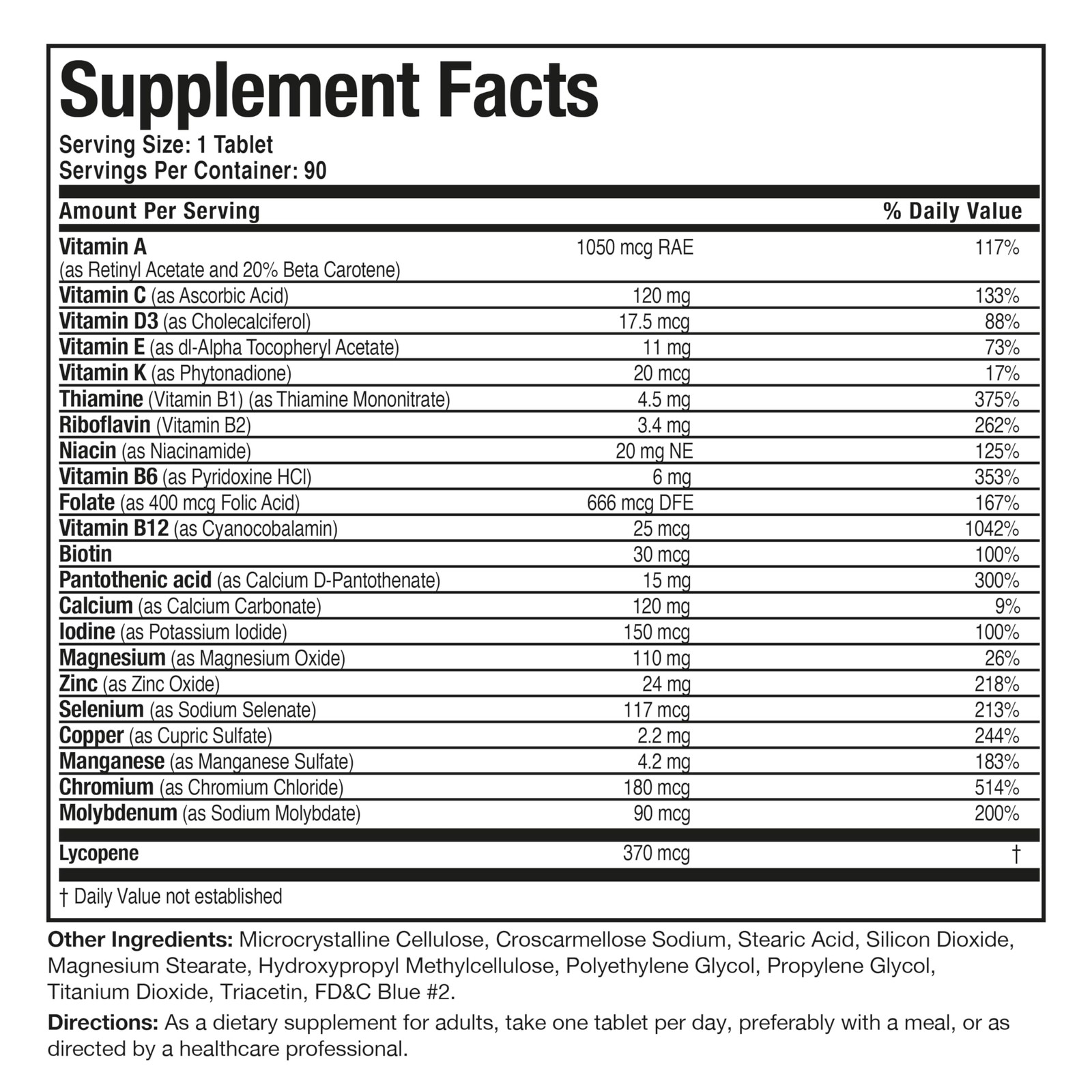 Bronson ONE Daily Mens 50+ Complete Multivitamin 90 Count (Pack of 1)