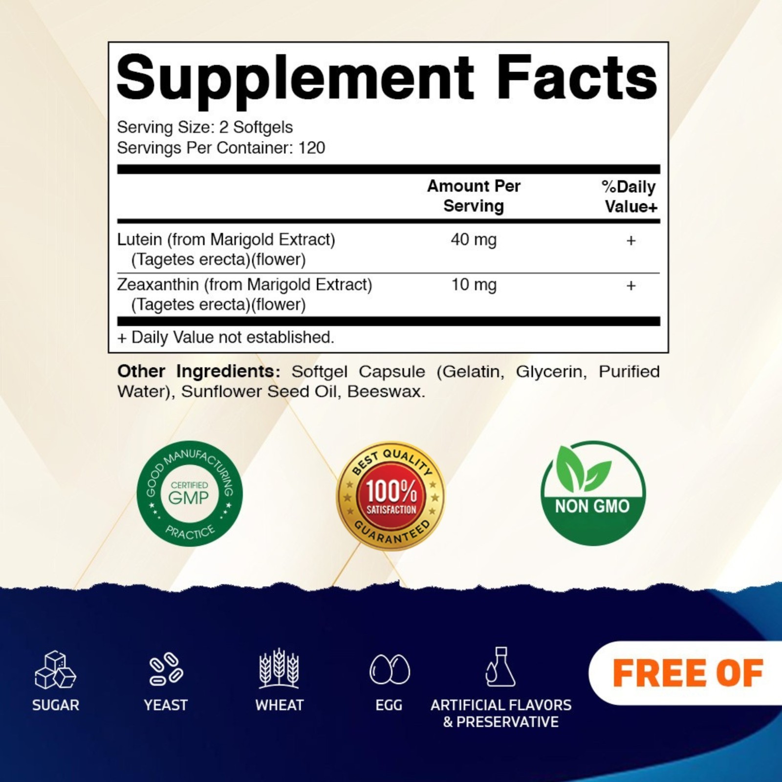 Vitamatic Lutein 40mg with Zeaxanthin 10mg, Eye Health Support Supplement, 240 S