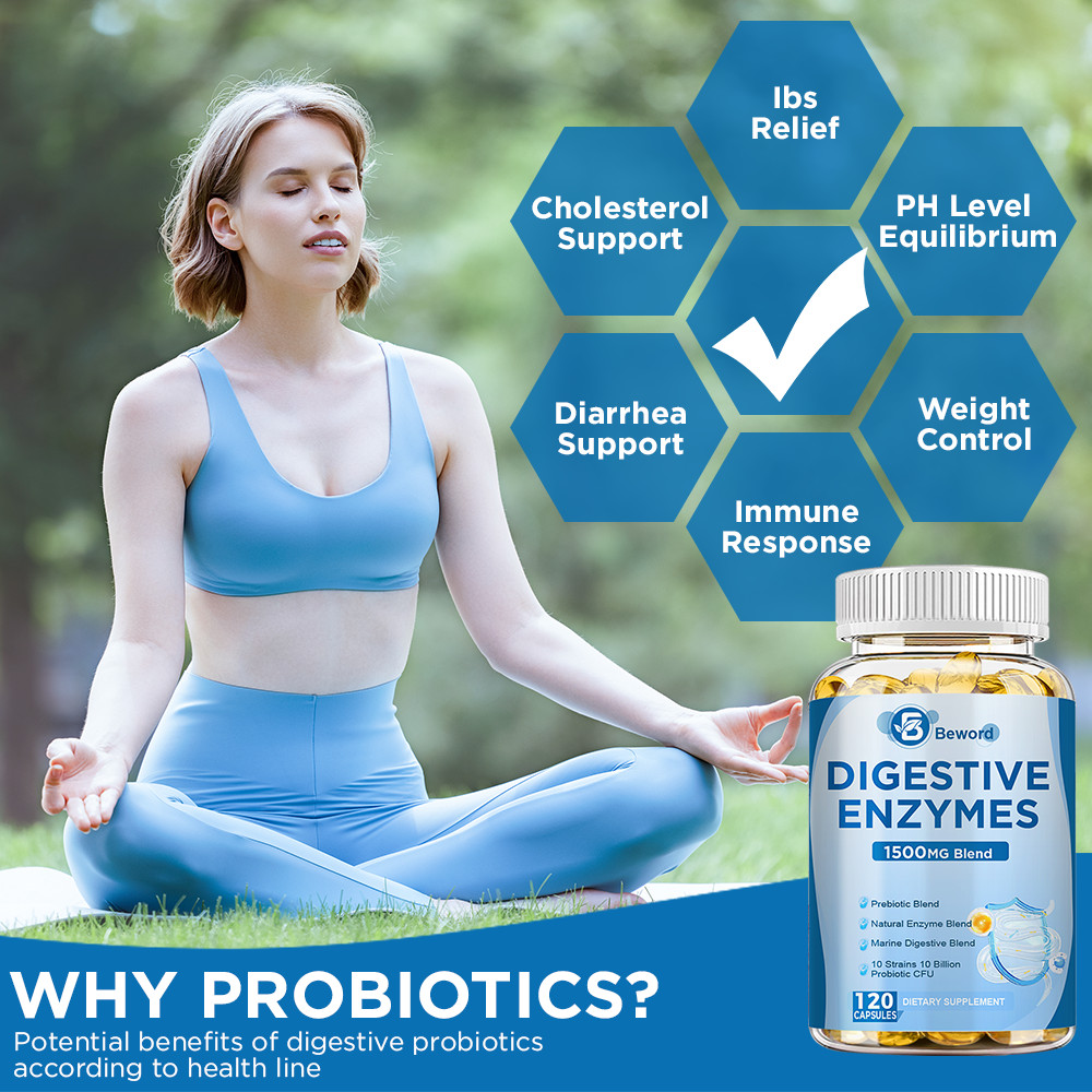 120Digestive Enzymes Prebiotic & Probiotics Gas,Constipation,Bloating Relief