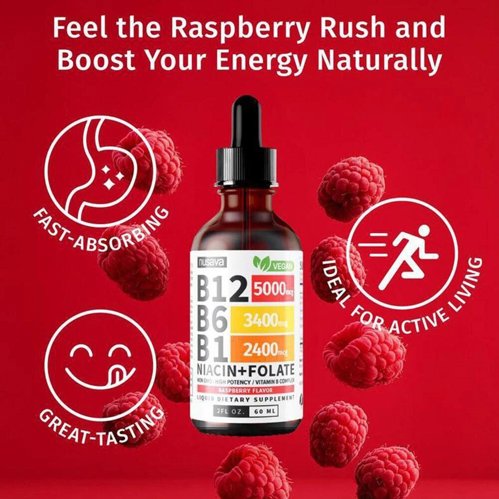 1-5 Liquid Vitamin B12 and B6 bottles Drops, B12 Sublingual Vitamin B Complex