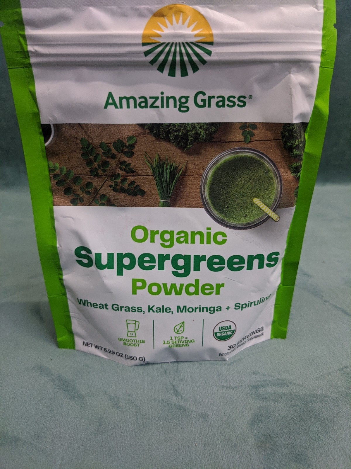 Amazing Grass Organic Supergreens Powder WheatGrass, Kale, Moringa 5.29 oz