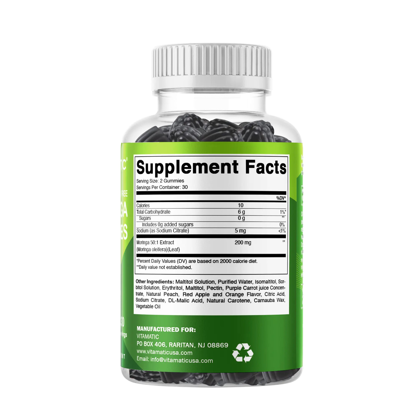 60 Count Pectin-Based Sugar Free Moringa Chew Gummies Daily Wellness