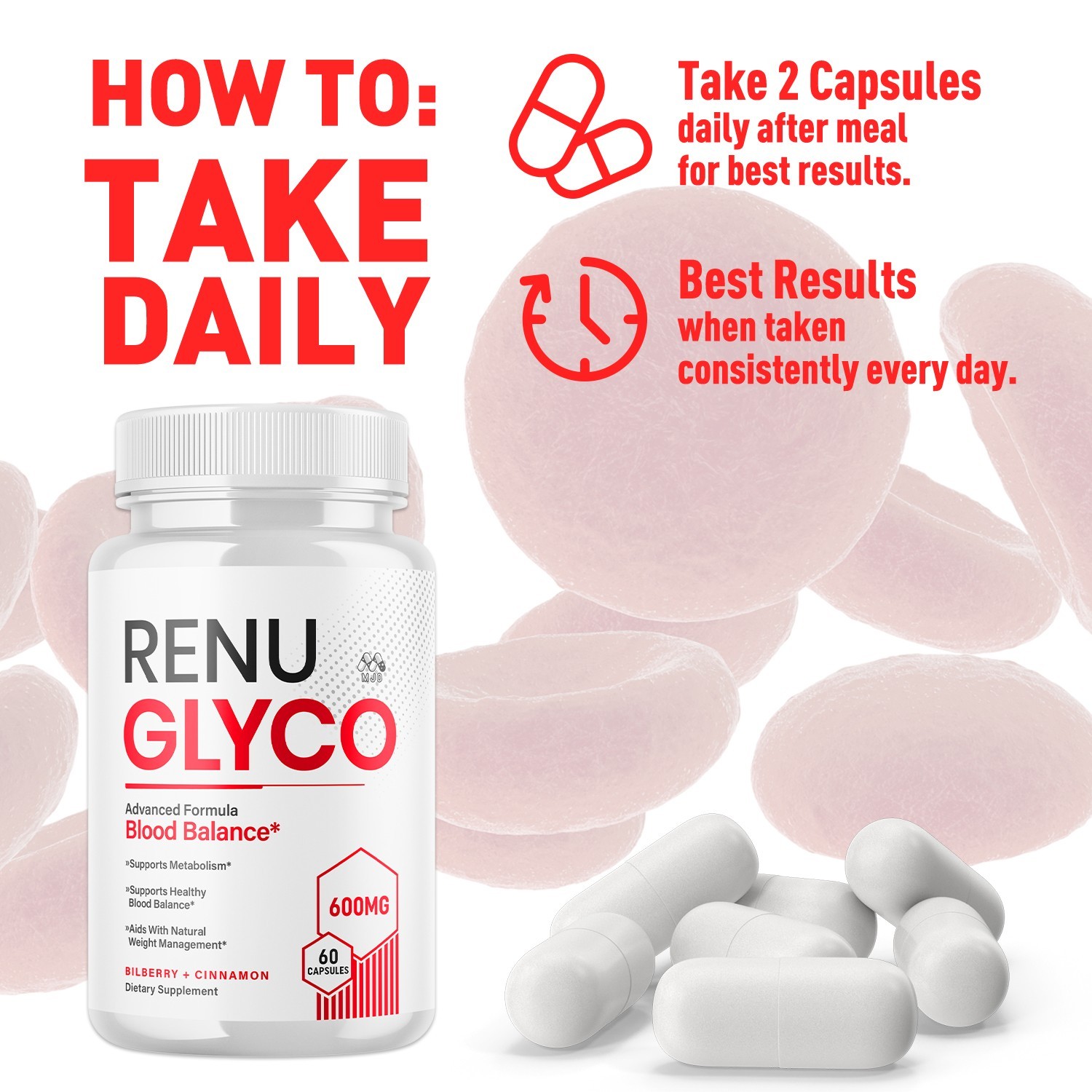 (2 Pack) Renu Glyco Advanced Support Blood Supplement RenuGlyco 120 Capsules
