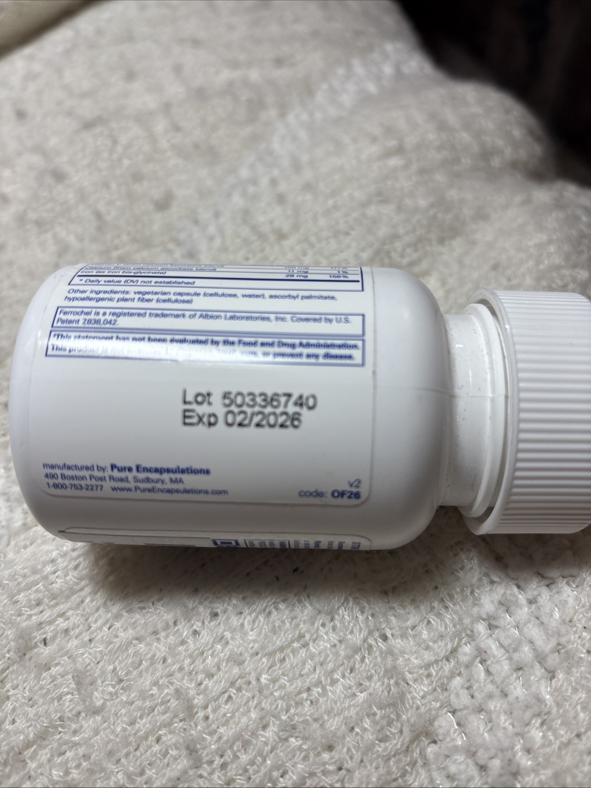 Pure Encapsulations OptiFerin-C Iron Absorption Support 60 Capsules Exp 02-2026