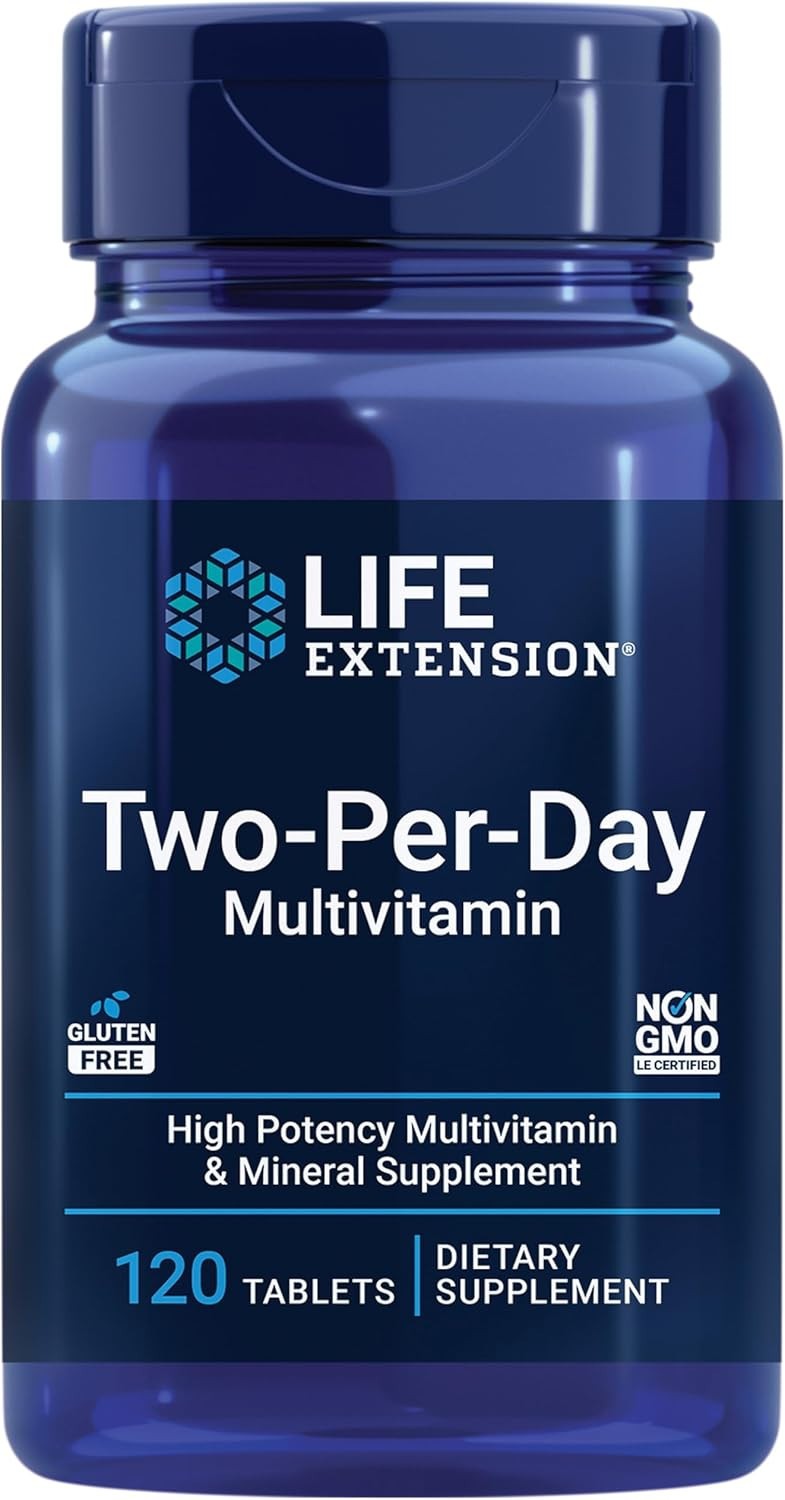 TWO PER DAY MULTIVITAMIN 120 Cap VITAMINS B, C, D, ZINC, MINERAL LIFE EXTENSION