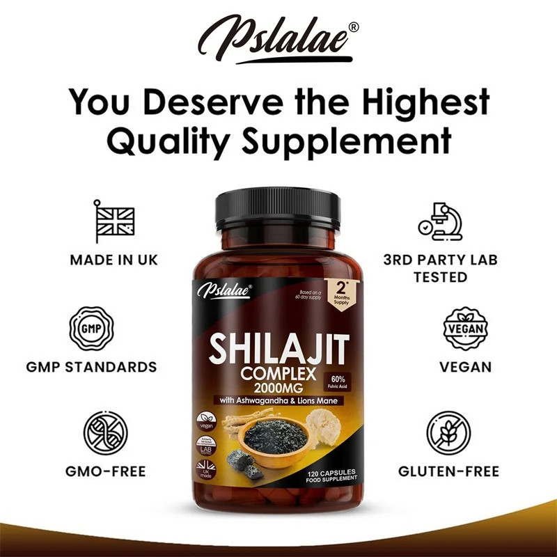 Shilajit Complex 120pcs, Relieve Stress, Enhance Physical Strength, Metabolism