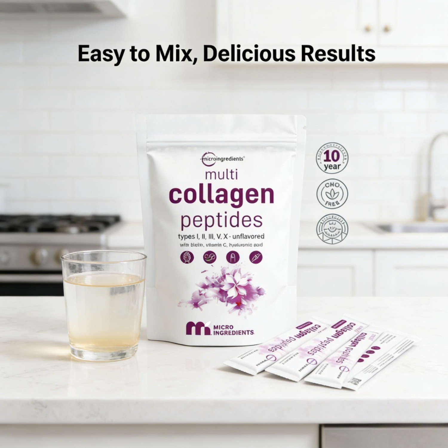 2-Pack Micro Ingredients Multi Collagen Peptides Types I II III V X Biotin 2lb P