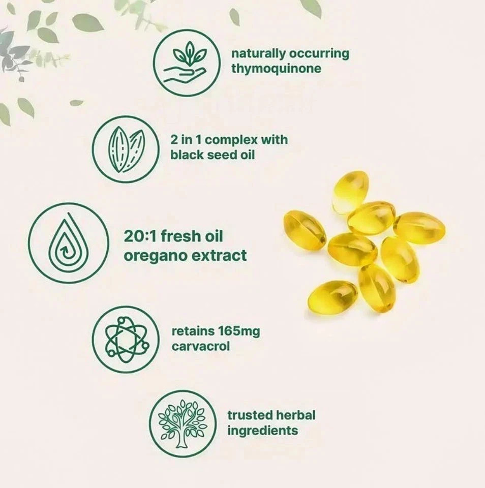 Oil of Oregano Softgels 6000mg with Black Seed Oil High Carvacrol Support