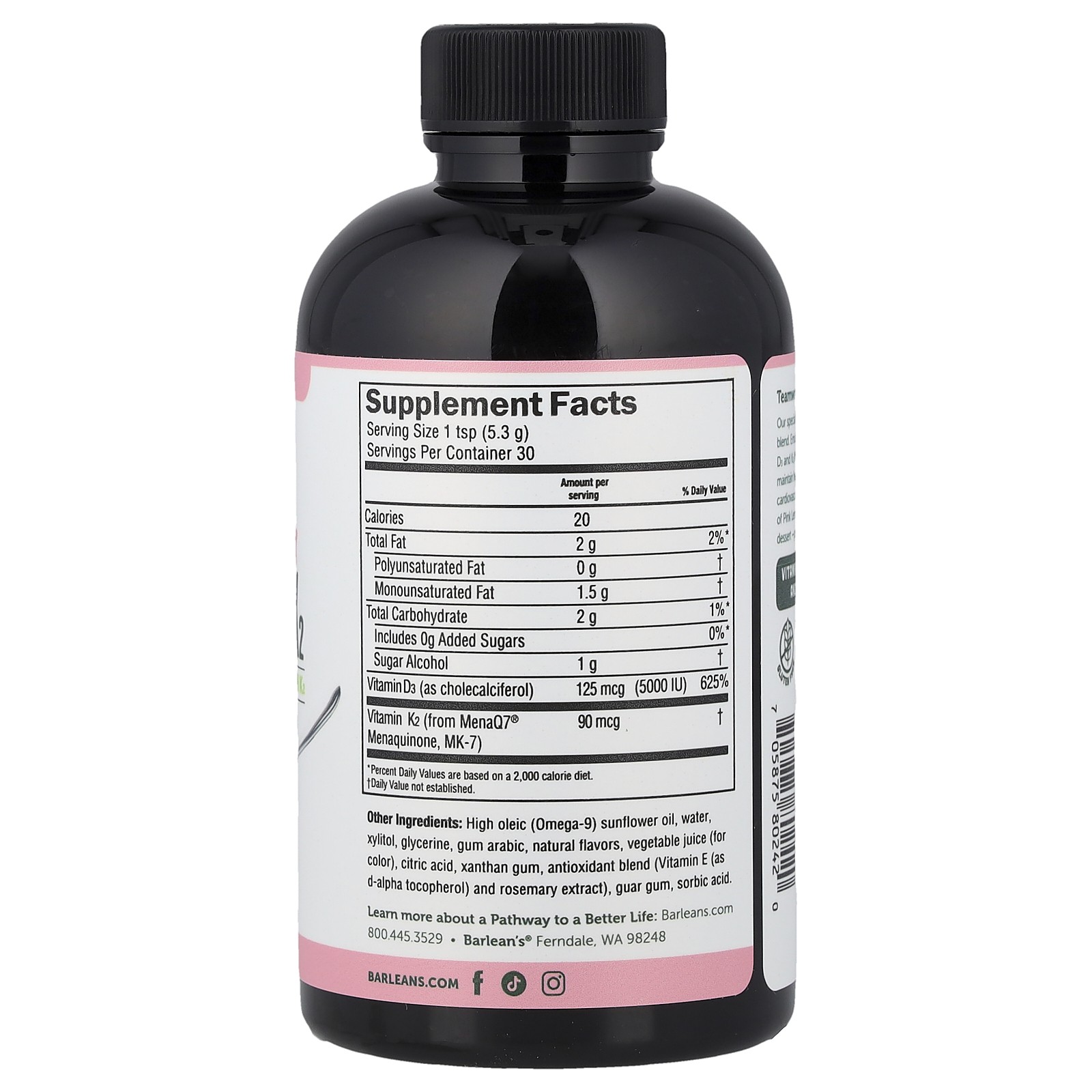 Seriously Delicious®, Liquid Vitamin D3 + K2, Pink Lemonade, 5.6 oz (159 g)