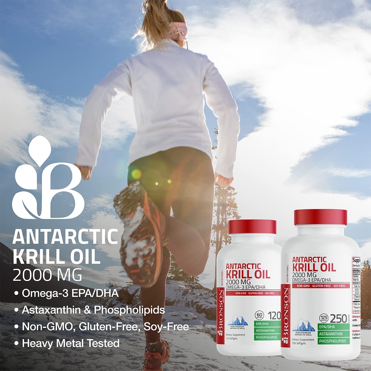 Bronson Antarctic Krill Oil 2000mg with Omega-3s EPA, 120 Count (Pack of 1)