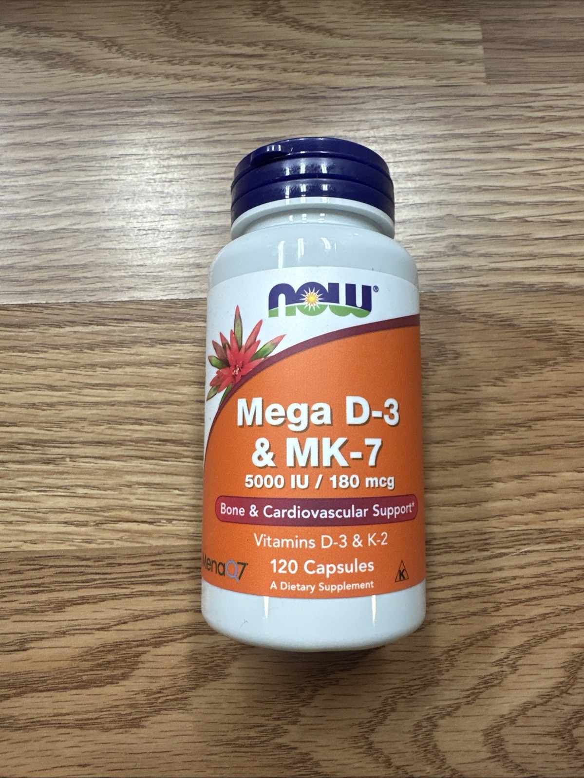NOW FOODS Mega D-3 & MK-7 120 Veg Capsules Exp 10/2027