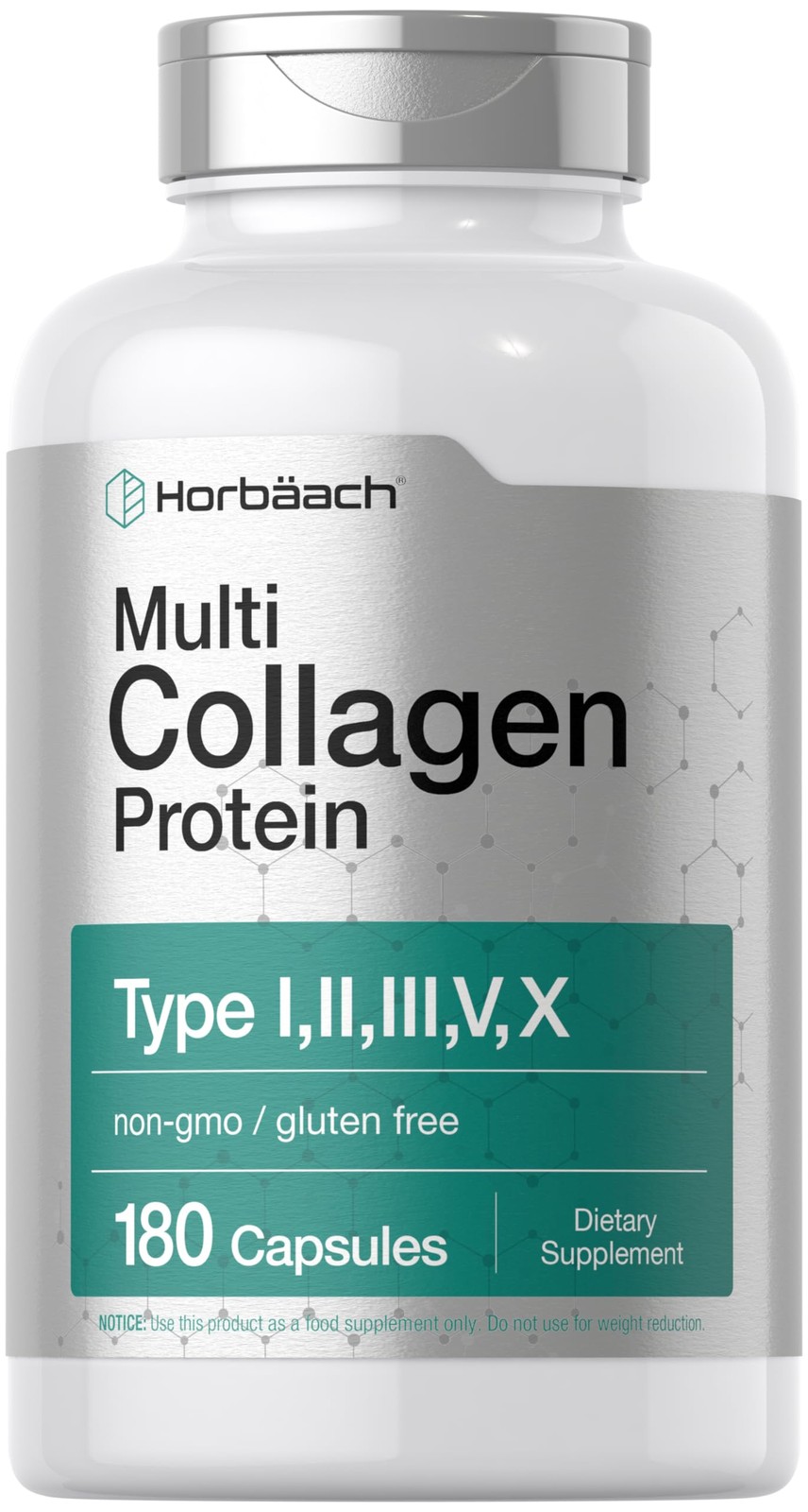 Horbäach Multi Collagen Protein 2000 mg | 180 Capsules 180 Count (Pack of 1)