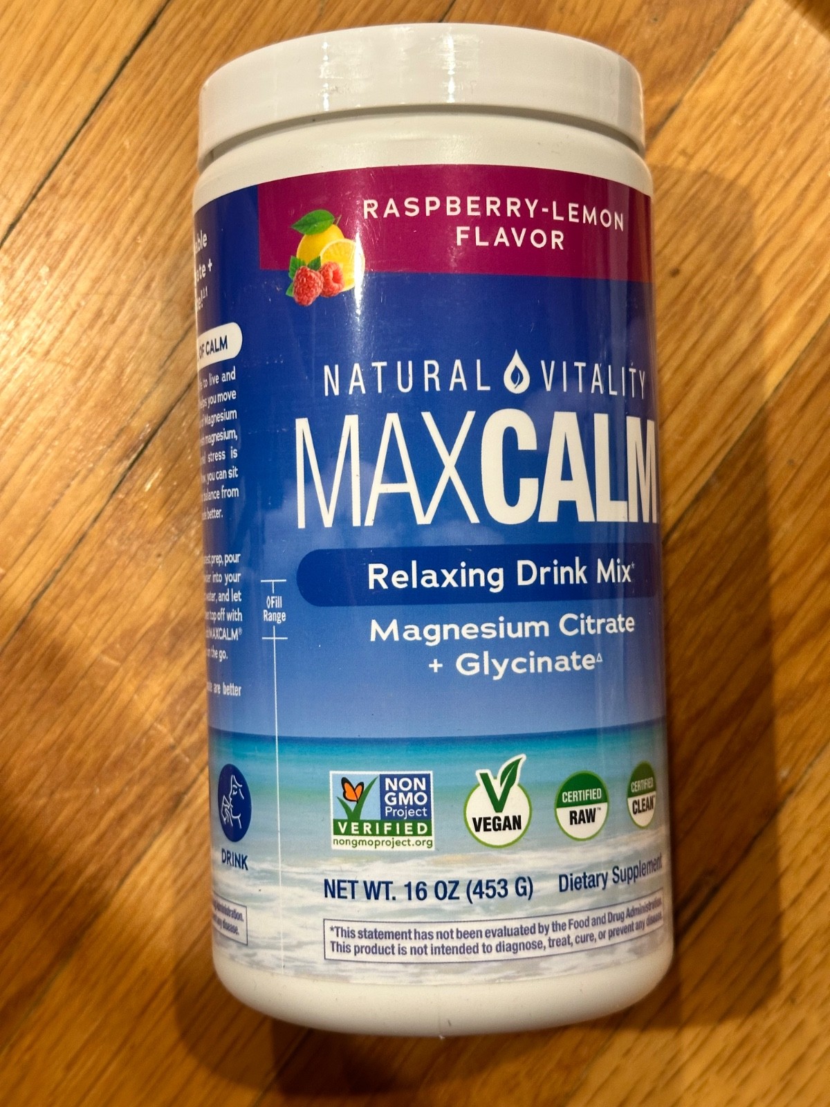 Natural Vitality CALM Magnesium Raspberry Lemon 16 oz, EXP 03/2029