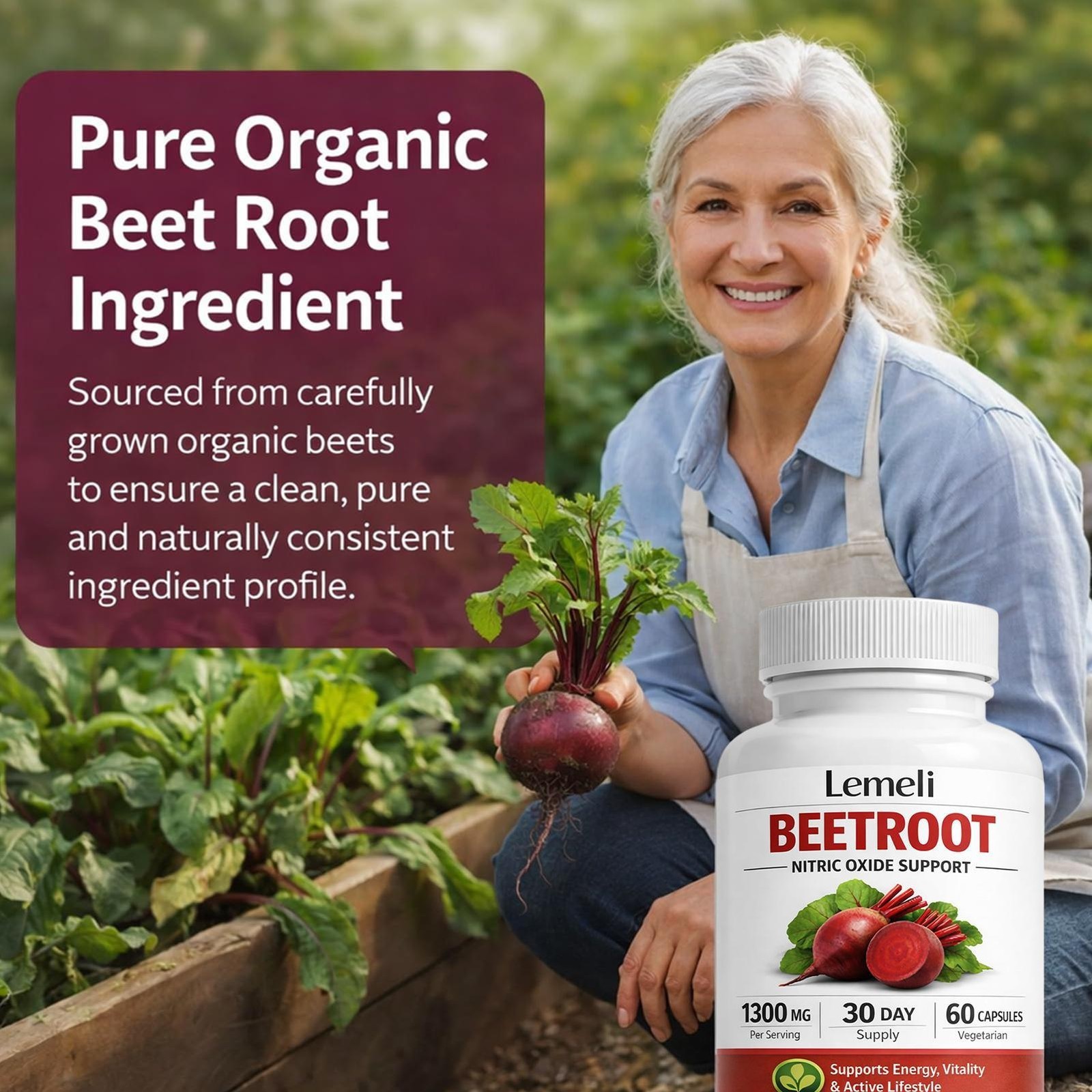 Lemeli Beetroot Capsules 1300mg, Lemeli Beet Root Extract Supplement 60Capsules