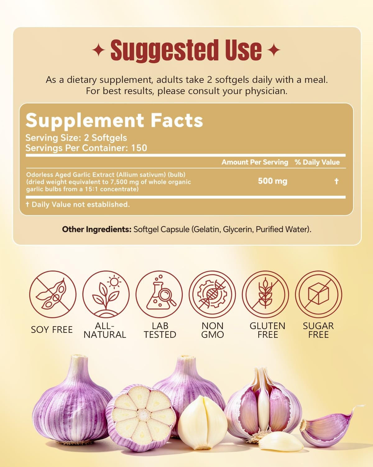 Aged Garlic Extract Softgels 300 Count Odorless Organic Garlic Extract, 151 …