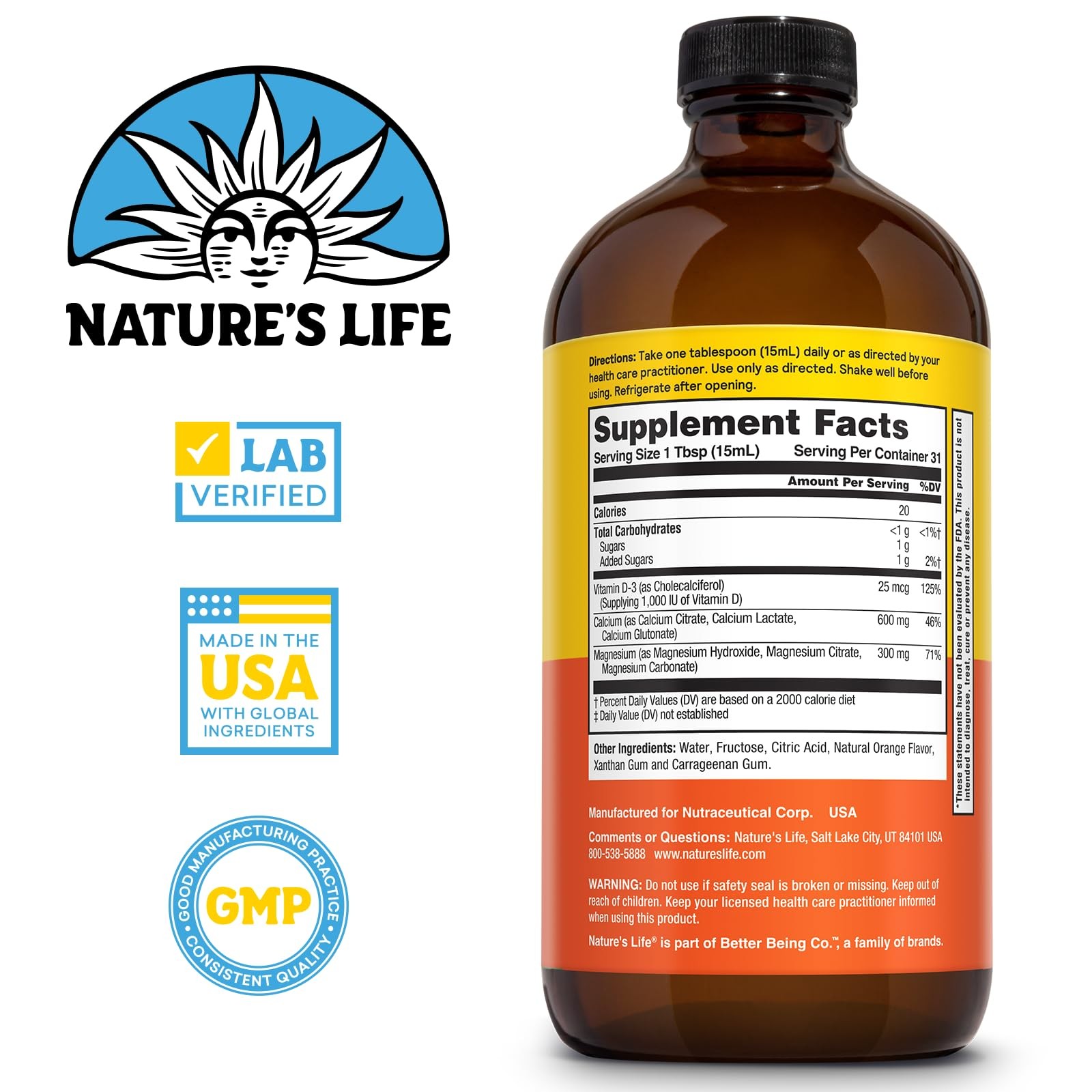 Nature’S Life Natures Life Liquid Calcium Magnesium Supplement Vitamin D 3 –