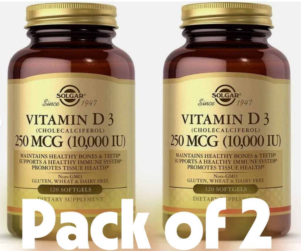 Solgar Vitamin D3 (Cholecalciferol) 10000 IU – 120 Tablet pack of 2 EXP 03/2028