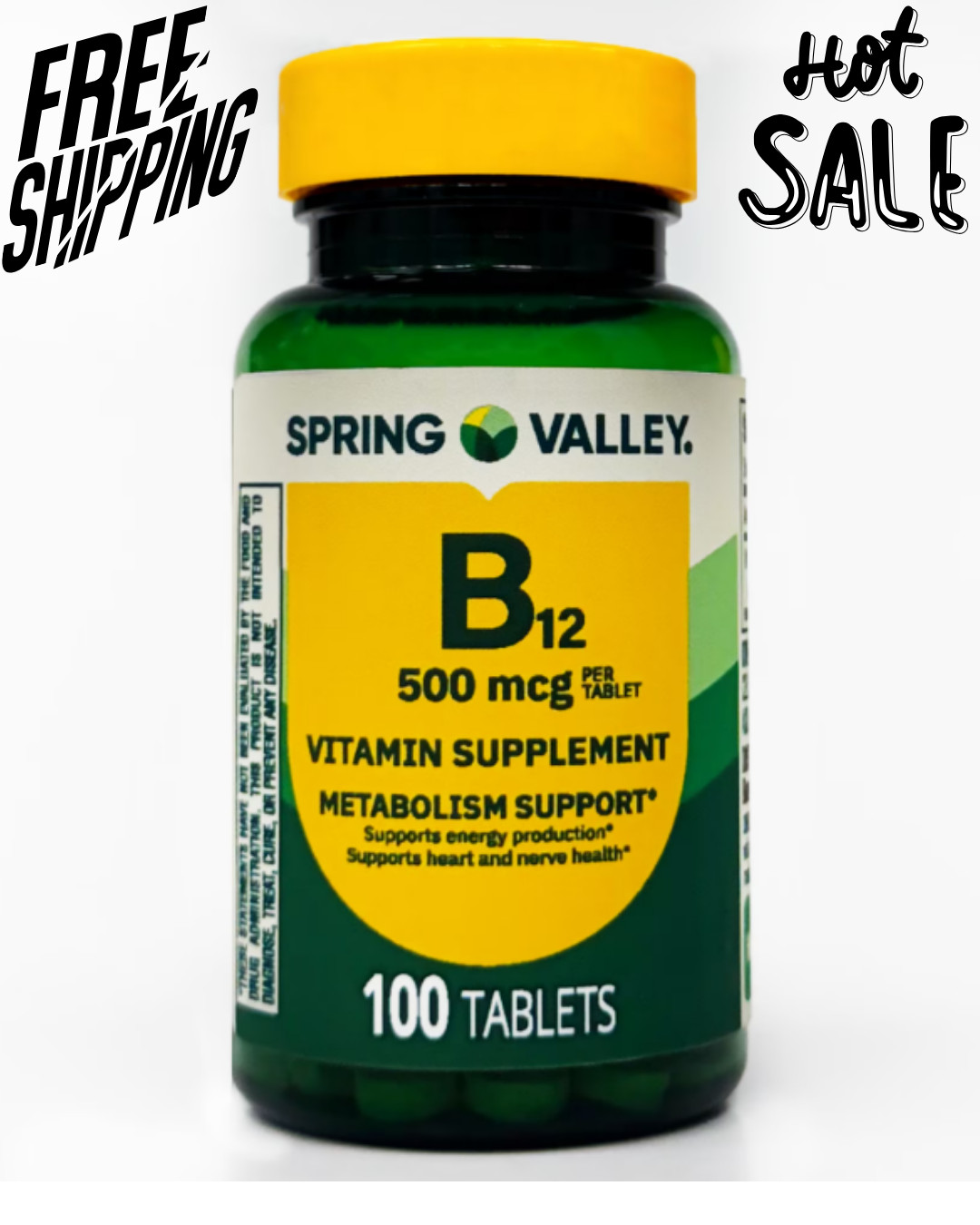 Spring Valley Vitamin B12 Tablets, 500 mcg, 100 Count Free Shipping
