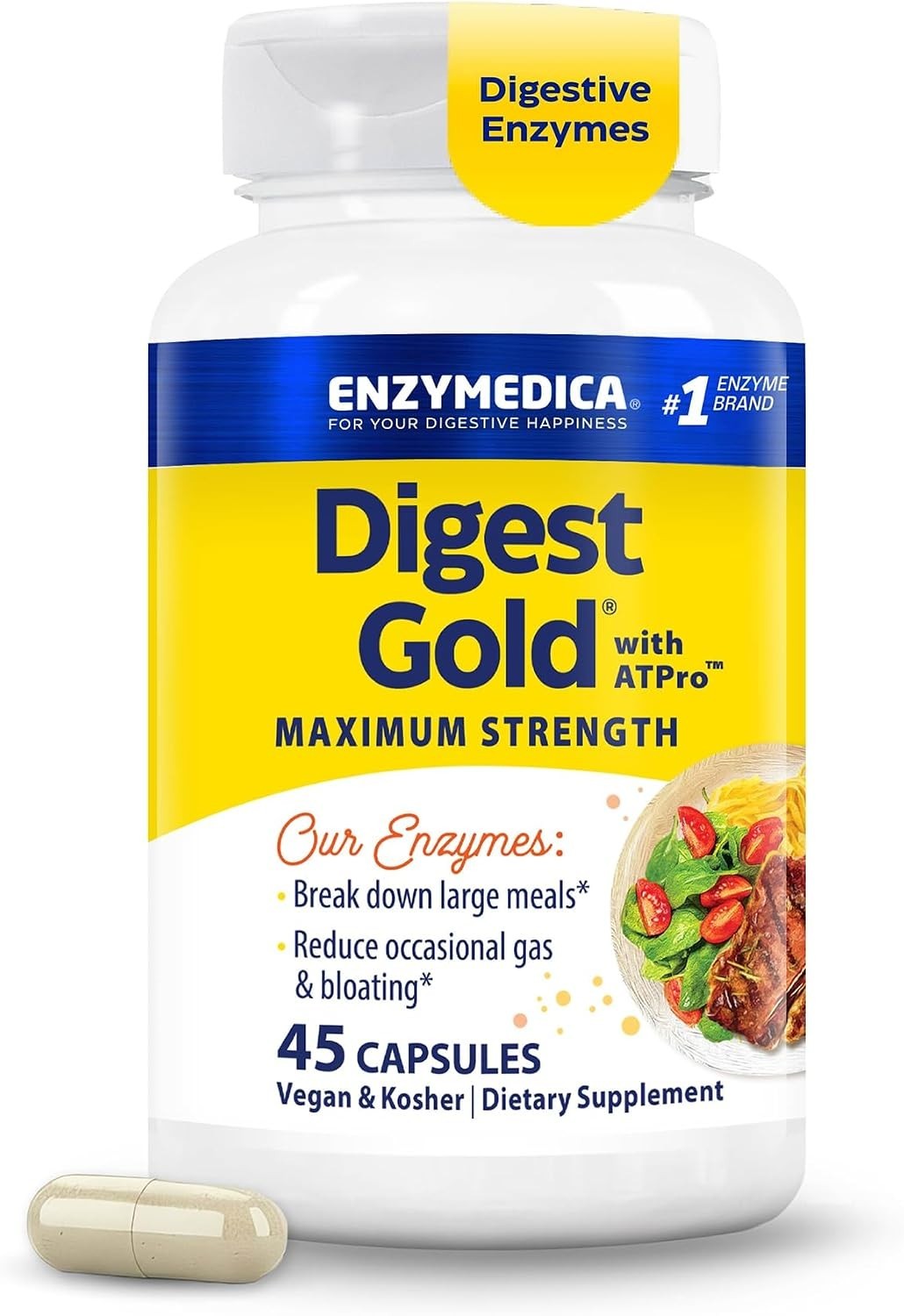Gluten-Free Digest Gold Enzymes – 45 Capsules for Digestive Comfort & Energy