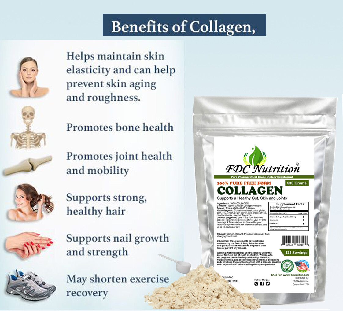 Two 1lb (16 OZ)Collagen Peptides Hydrolyzed Anti-Aging Grass Fed Protein Powder