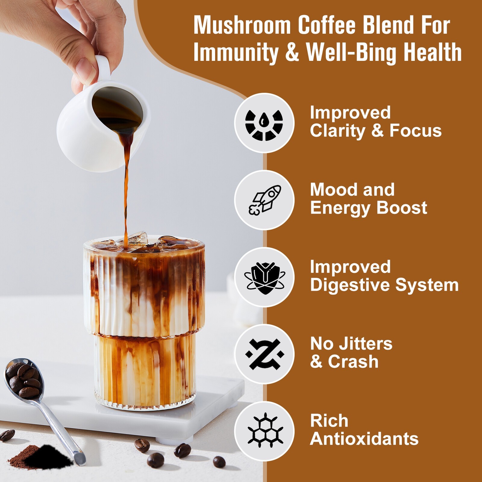 5Pack*70g10 Mushroom Coffee Instant Blend – Lion’s Mane, Cordyceps & Reishi