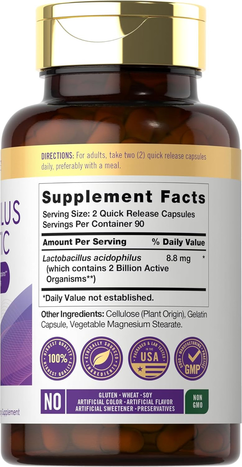 Acidophilus Probiotic for Women & Men’S Digestive Health 2 Billion CFU 180 Quick