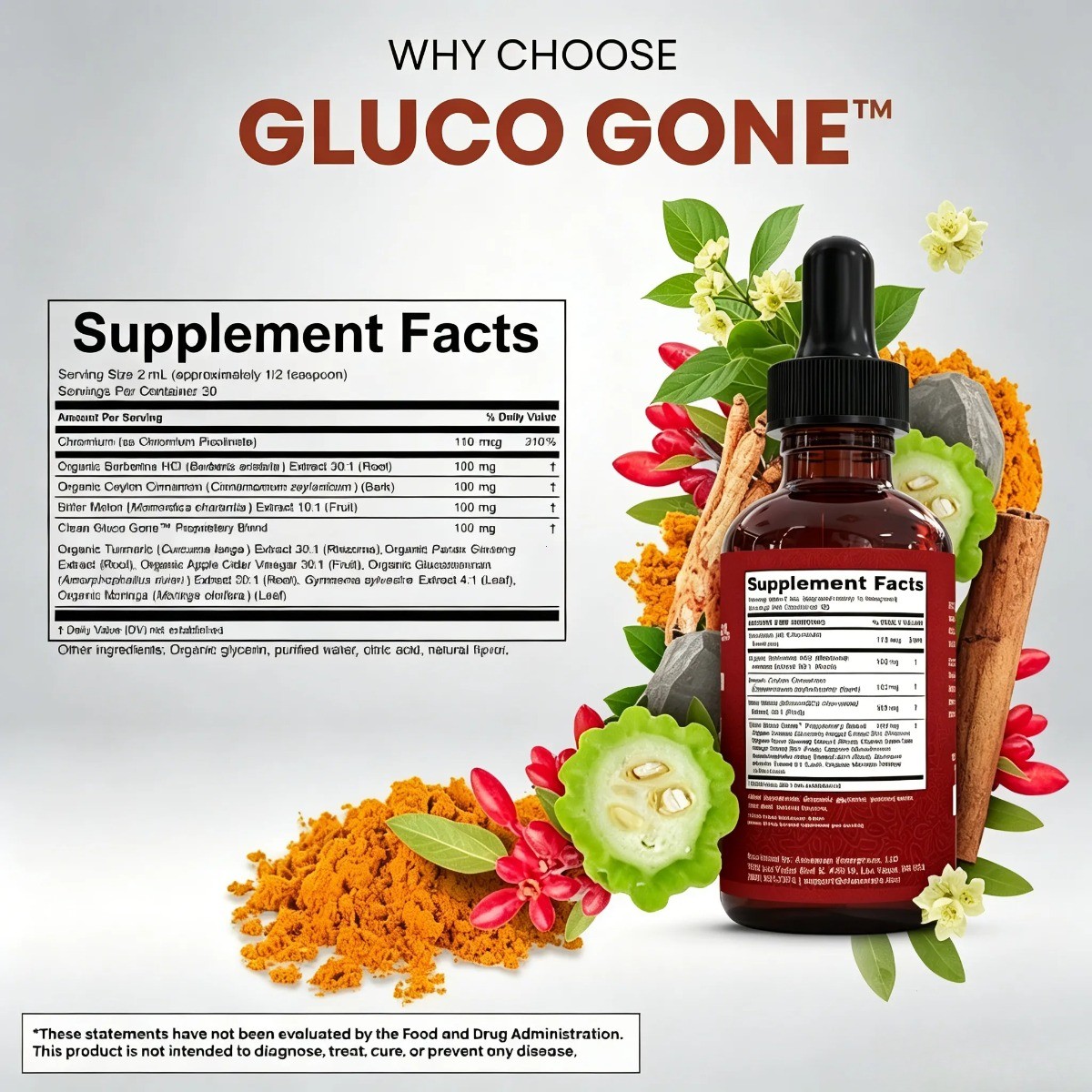 Clean Nutra Berberine with Ceylon Cinnamon Liquid Drops–Metabolism & Blood Sugar