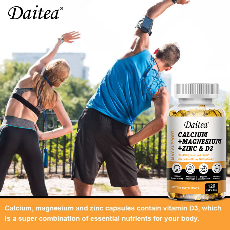 Calcium Magnesium Zinc Capsules Strong Bones &Teeth Nerve & Muscle Support 120pc