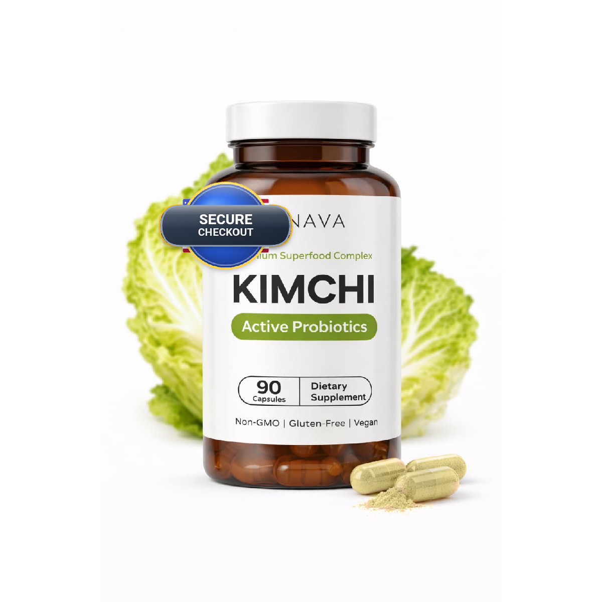 Lunava Kimchi Capsules Fermented Kimchi Superfood Supplement Gut Health