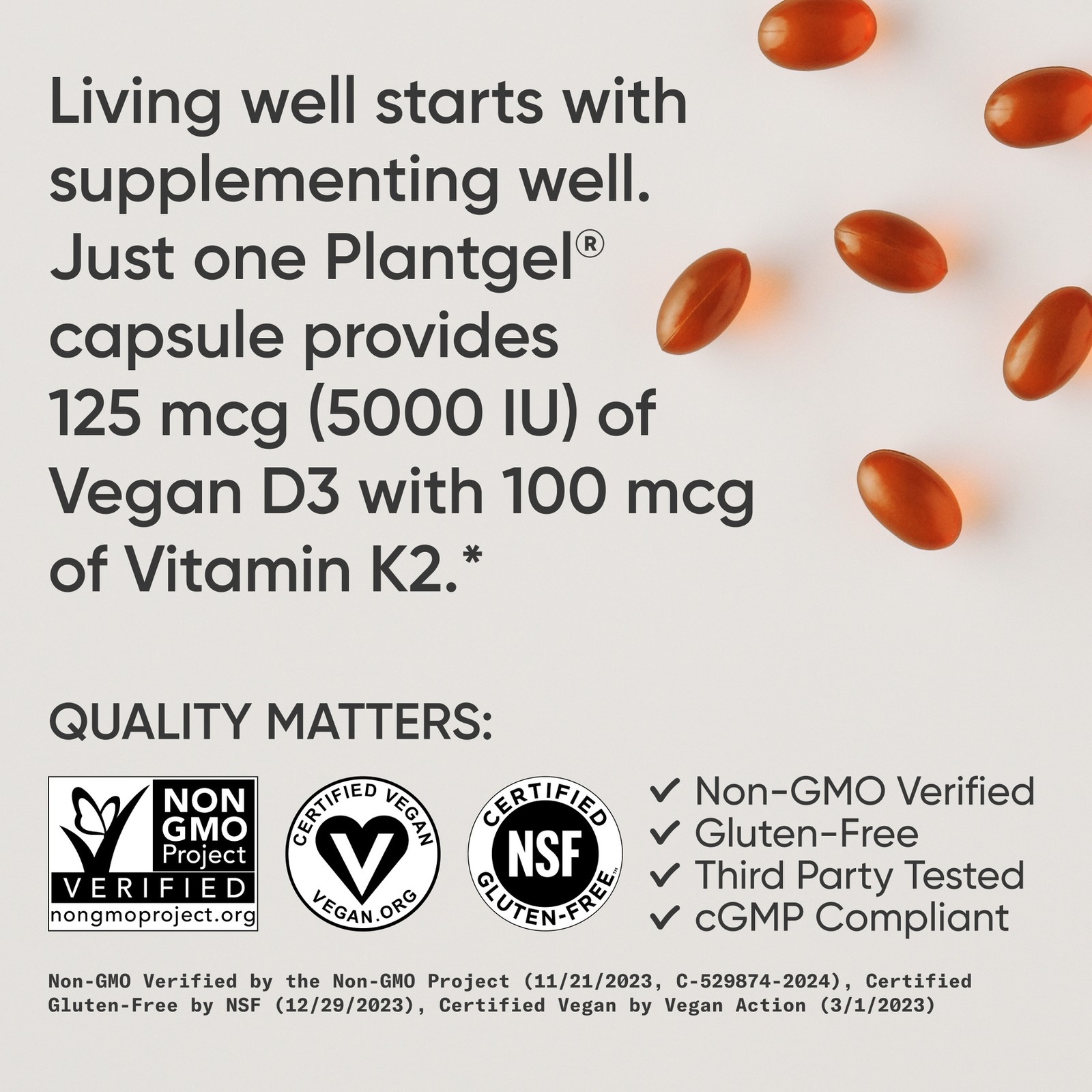 Vitamin D3 K2 – 5000iu of Vegan D3 & 100mcg of Vitamin K2 as MK7 – 60 Softgels