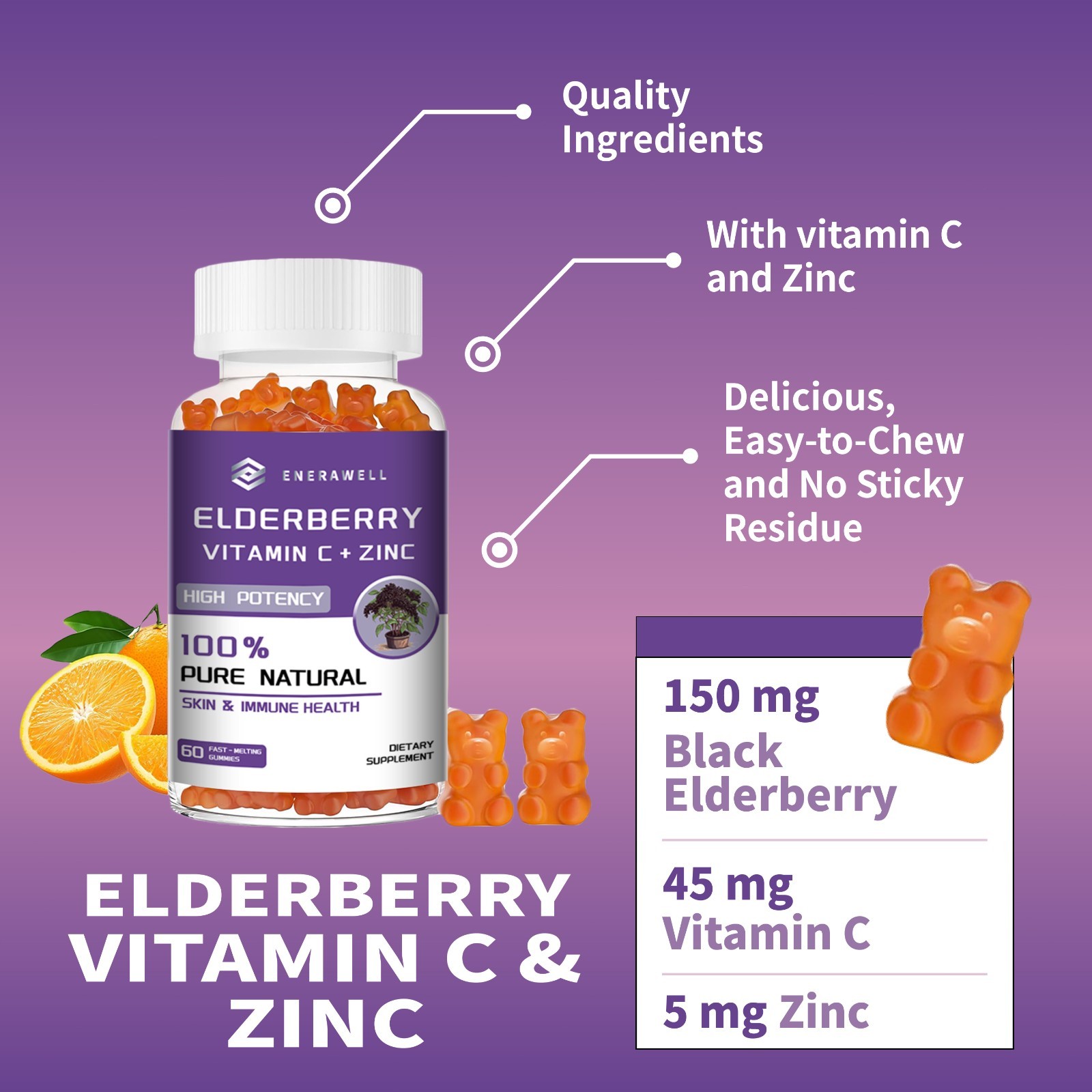 Vitamin C Gummies | 60/120 Gummies – Made With Natural Flavors | 02/07/2027