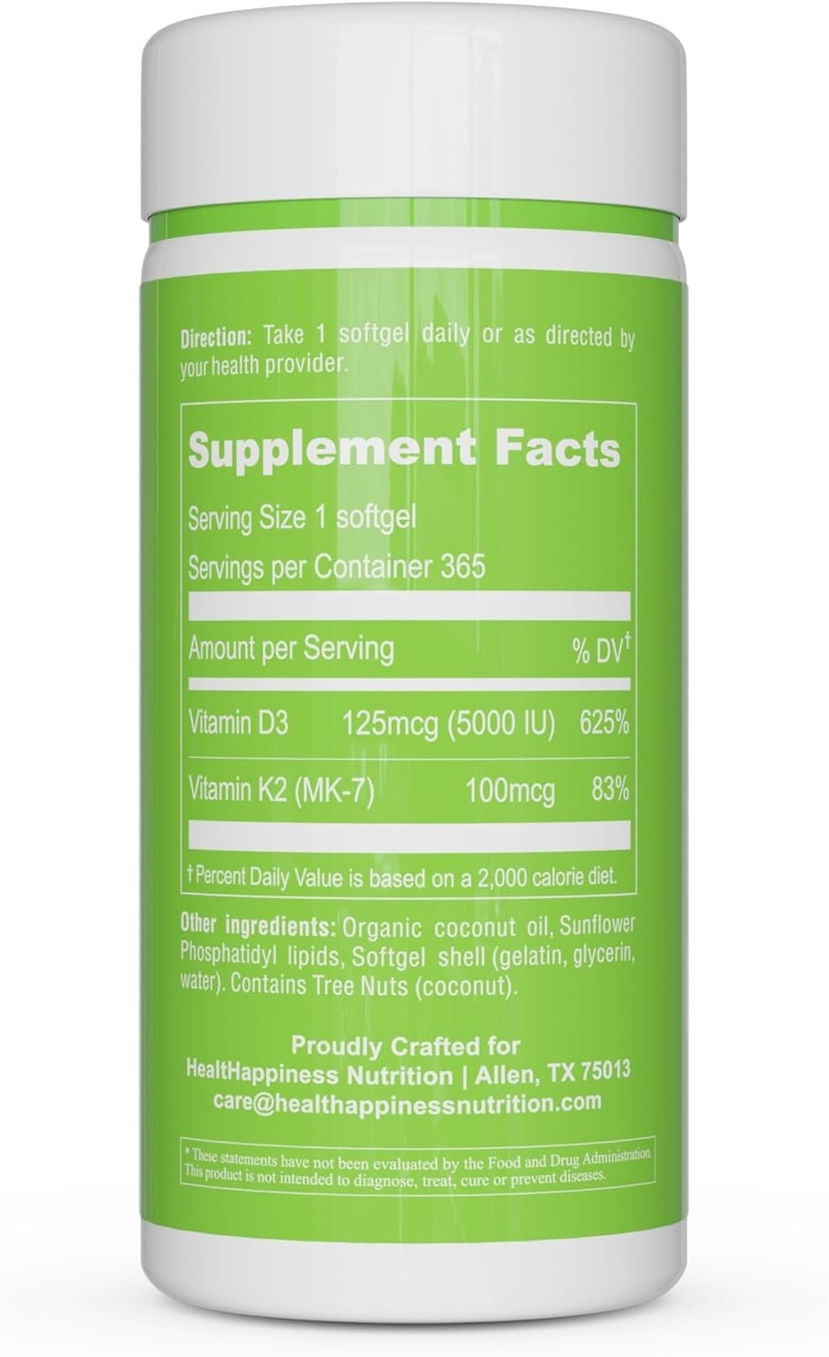 Liposomal Nourish Vitamin D3 Supplement 365 softgels