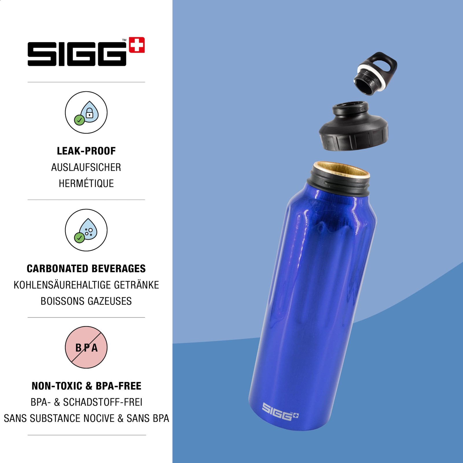 Sigg – Reusable Water Bottle – WMB Traveller Blue 51 Oz – 50.7 Ounces,