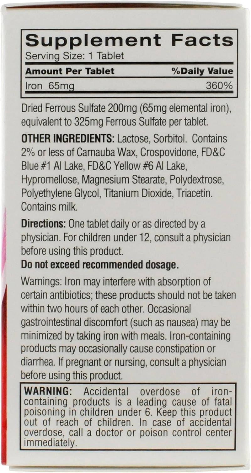 Original Iron Supplement Tablets, Non-Heme, 65Mg Iron per Pill, 1 per Day, 120Ct