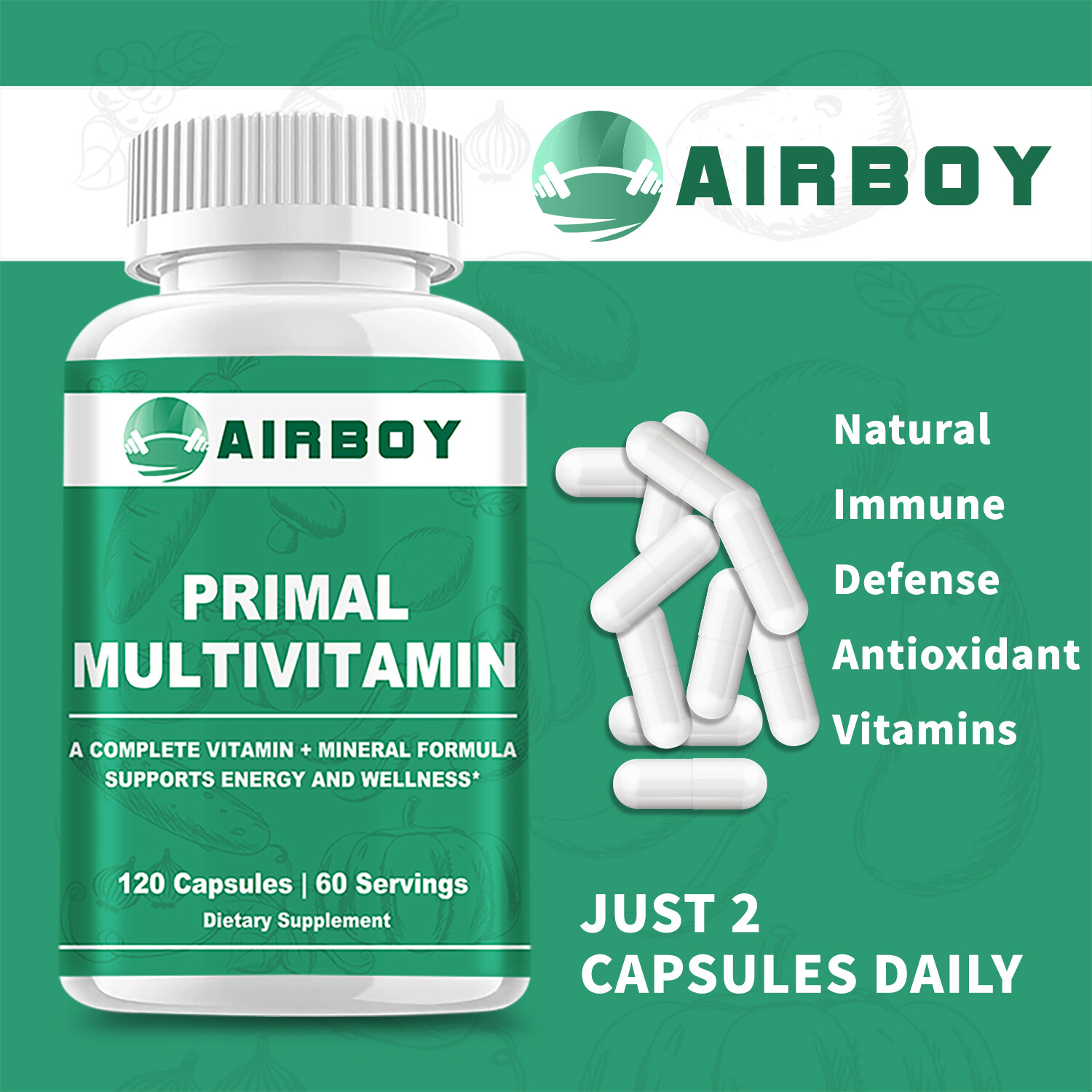 120pcs Primal Multivitamin-Multiminerals-Highest Potency,Support Energy & Health
