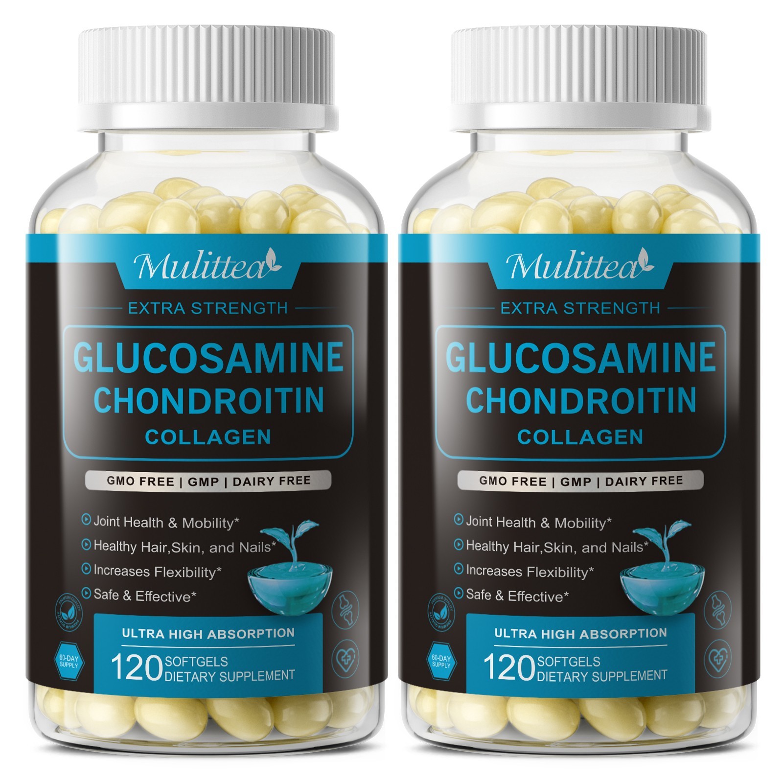 3 Packs 1500mg Glucosamine Chondroitin Capsules Collegan & MSM Supplement